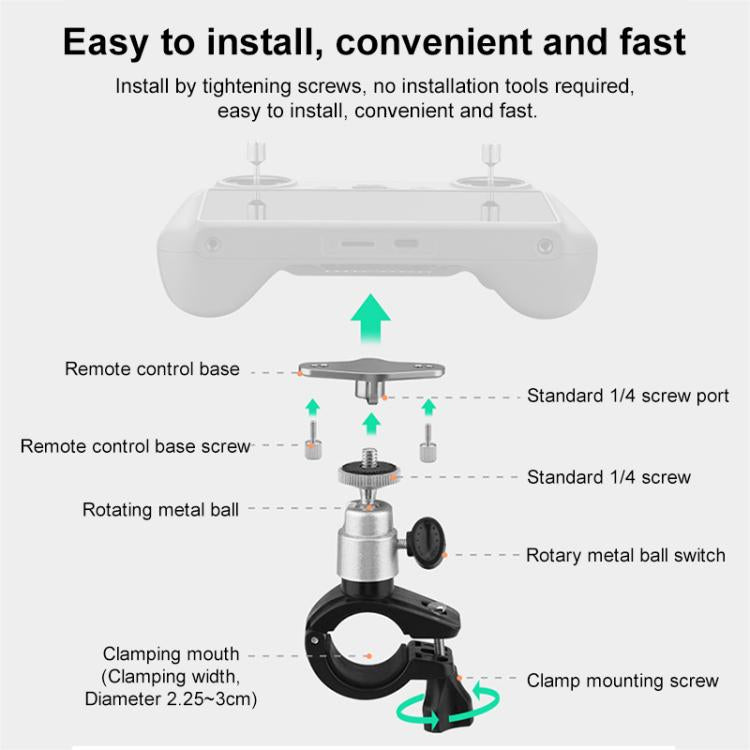 BRDRC Drone Remote Control Adapter Base Bicycle Holder, For DJI RC / RC 2 BRDRC Drone Remote Control Adapter Base Bicycle Holder, For DJI RC / RC 2